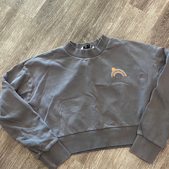 O’Neill surf surfer beach cropped graphic crewneck sweatshirt gray small - Picture 3 of 7
